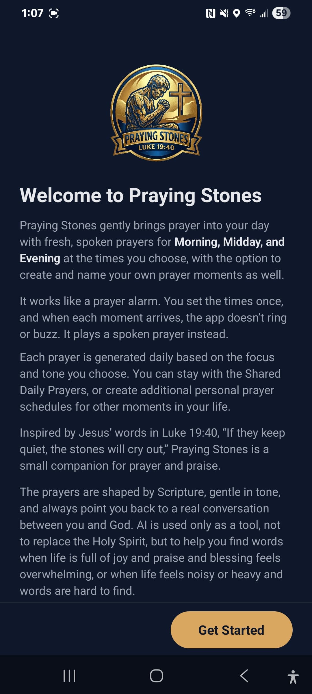 Praying Stones App Home