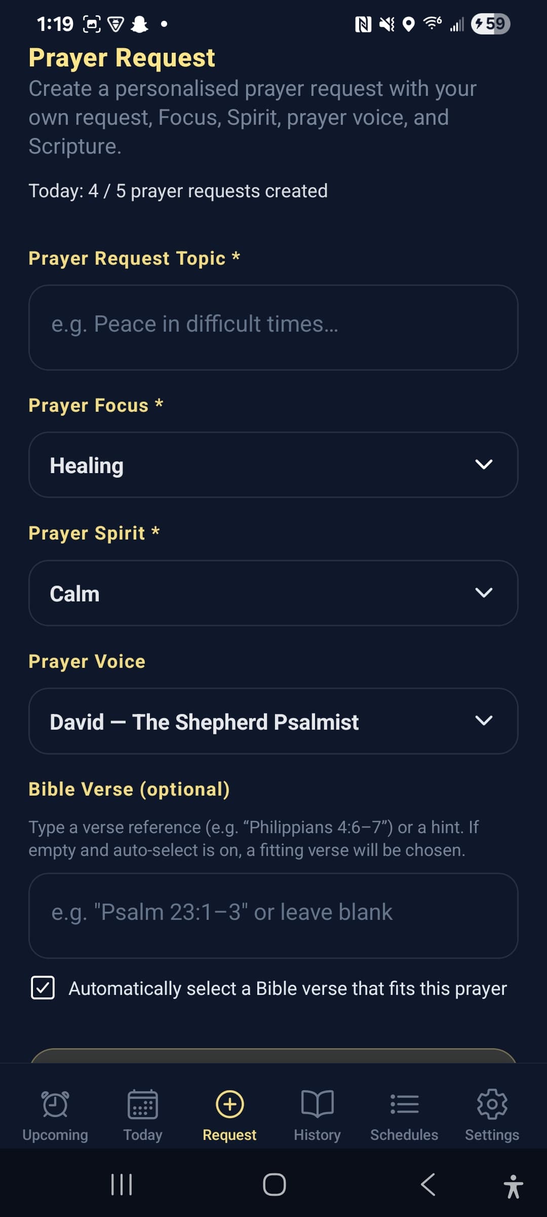 Personalize prayer focus