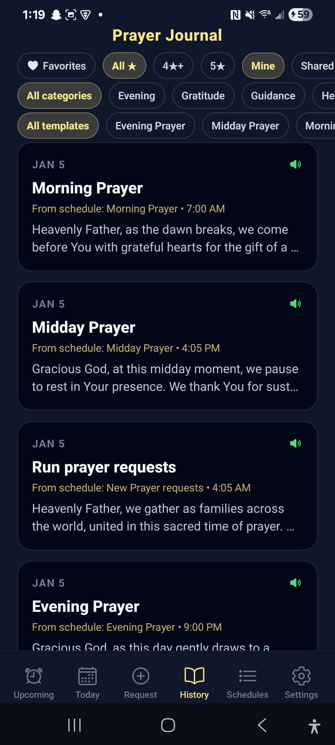 Prayer Journal History